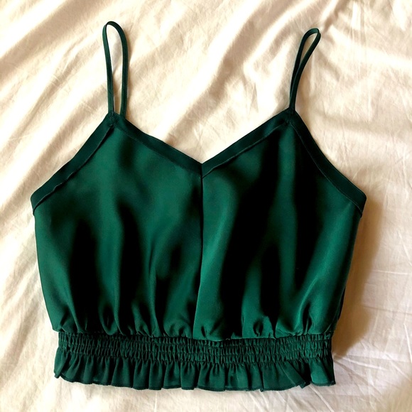 CROP TOP Medium- Emerald Green, Silky - Picture 1 of 4